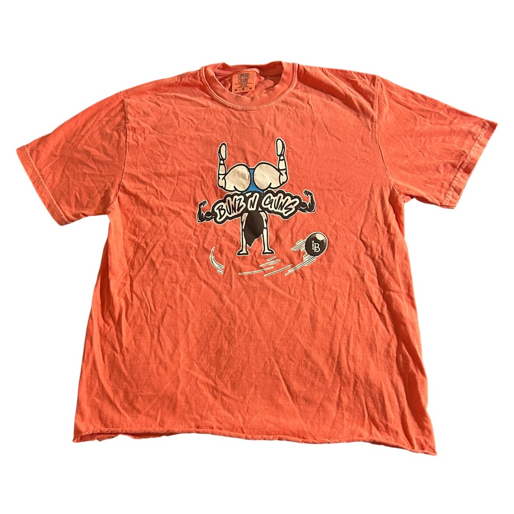 Comfort Colors Bunz N Guns Graphic T-Shirt Orange 100 Celseeius 3 Medium